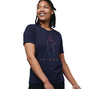 COTOPAXI Heather Navy Blue Electric LLama Graphic Tee Short Sleeve Women's XS